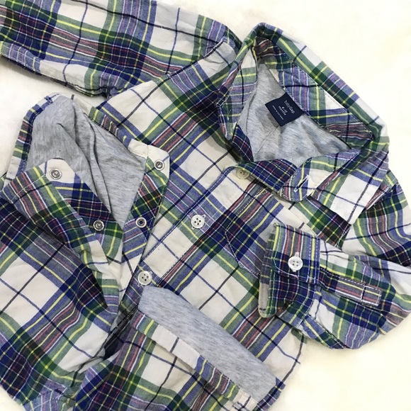 Baby Gap Jersey Lined plaid One-piece/ bodysuit - Picture 5 of 8