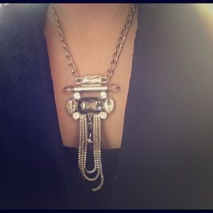 Silver chain statement necklace