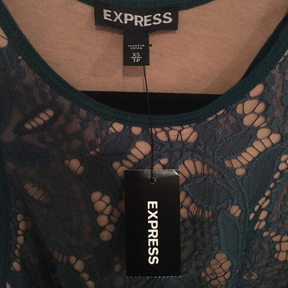 Express teal lacy tank top - Picture 2 of 3