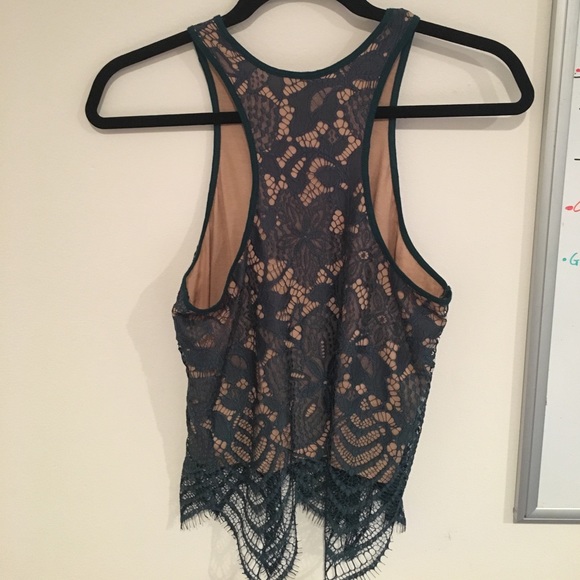 Express teal lacy tank top - Picture 3 of 3