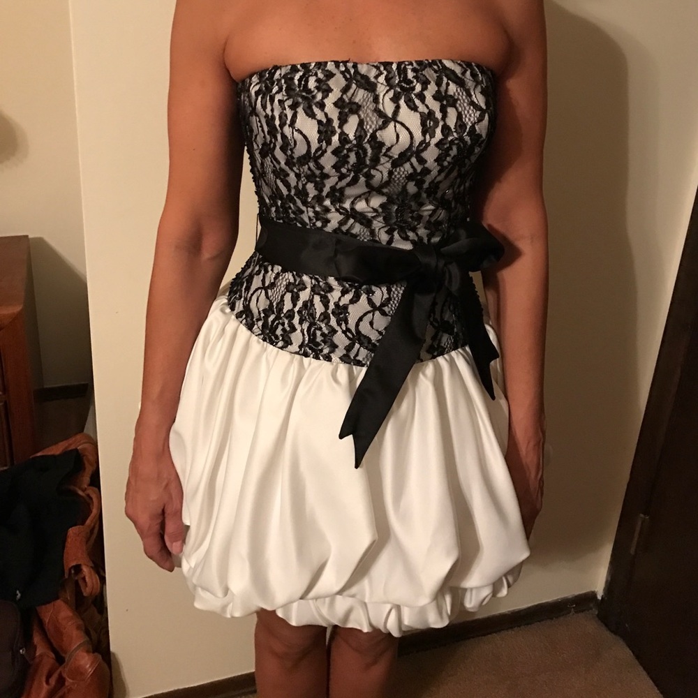 Hannah S. black and white dress