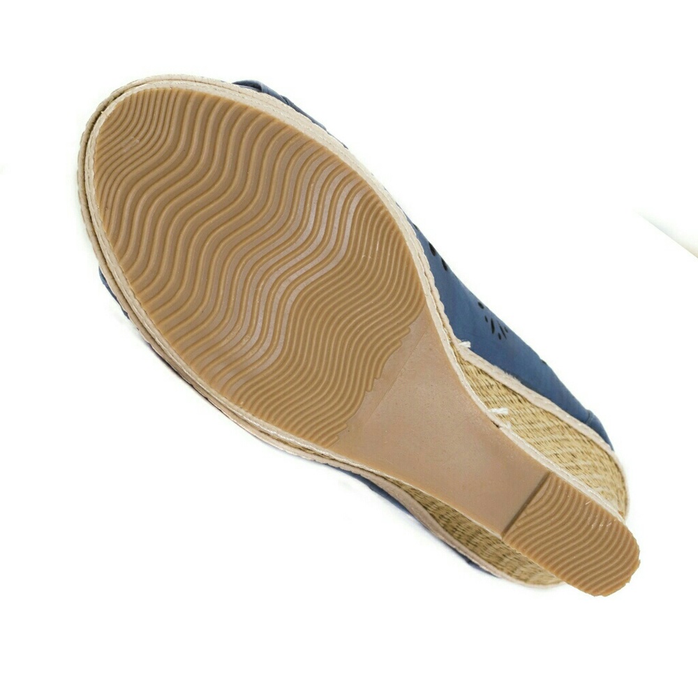 Women Wedge Espadrilles with Buckle, HW-1674, Blue - Picture 4 of 5