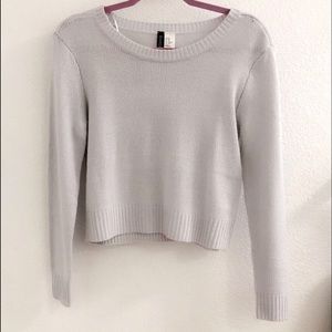 Cropped Pastel Blue Knit Sweater