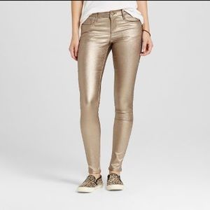 Xhilaration Juniors Mettalic Gold Skinny Jeans