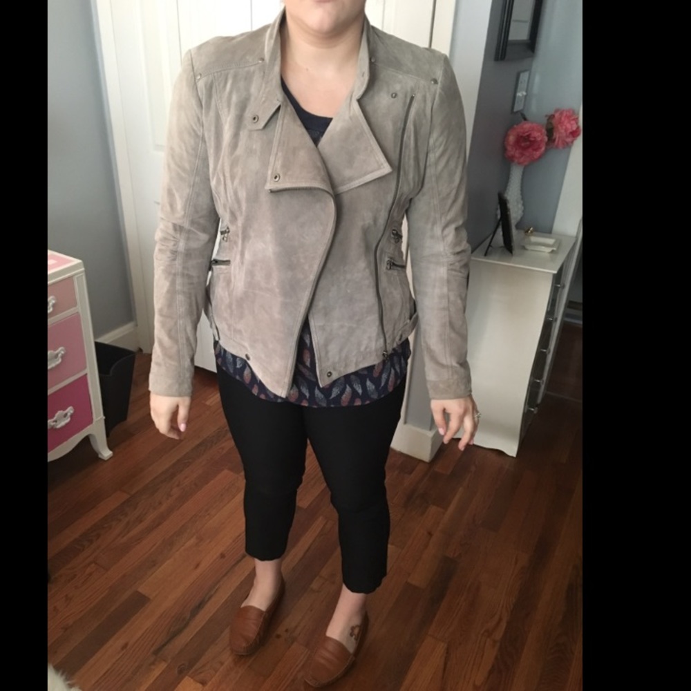 Grey Suede side zipped jacket