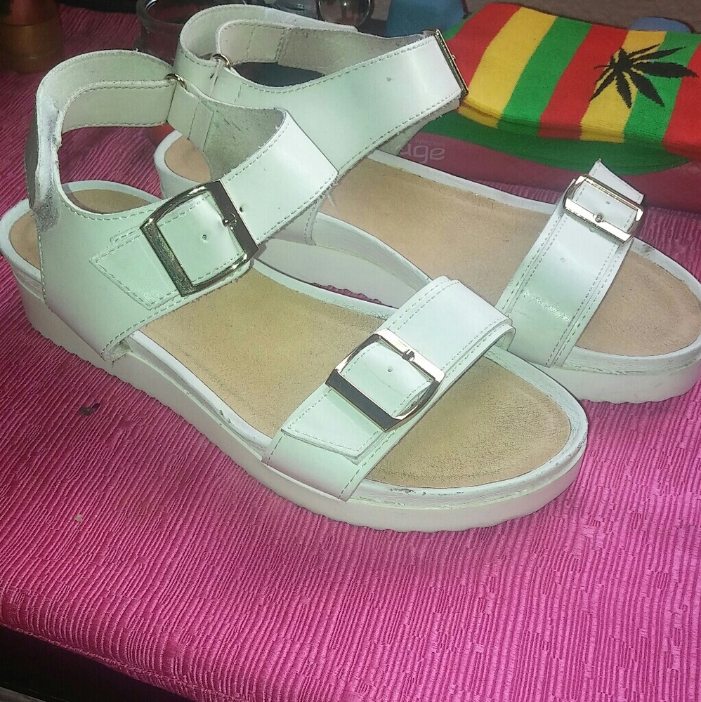 White strap on sandals