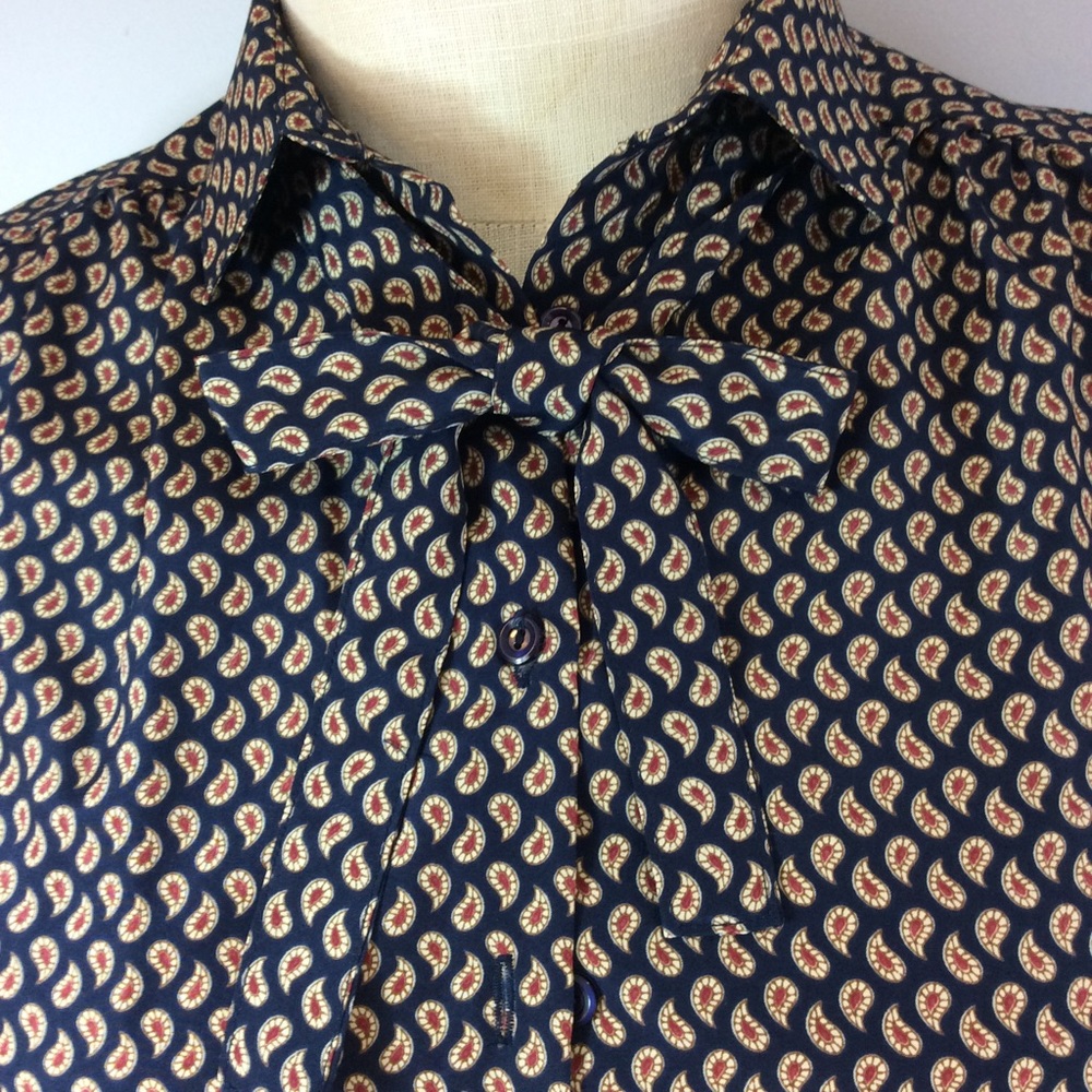 Panther Vintage Paisley Blouse with Detachable Bow