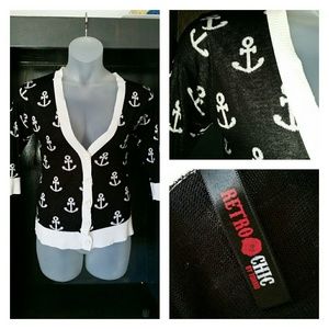 Retro Chic Collection Vintage Anchor Cardigan