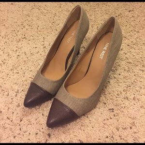 Nine West Brown/Khaki Cap-toe Pump - Size 8.5