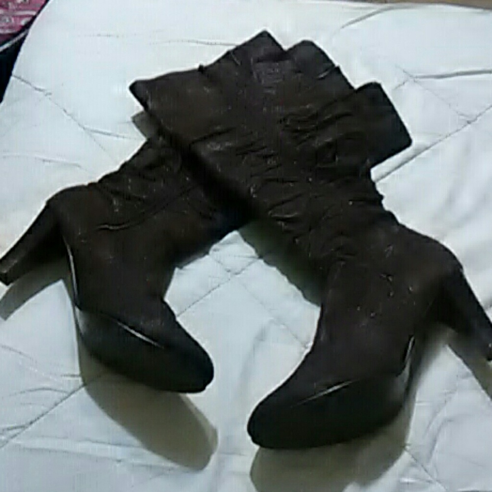 Sz 7.5 brown high heel slouch boots