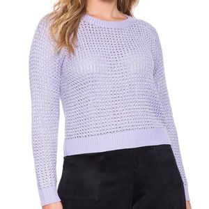 Open Knit Silver and Purple Sweater