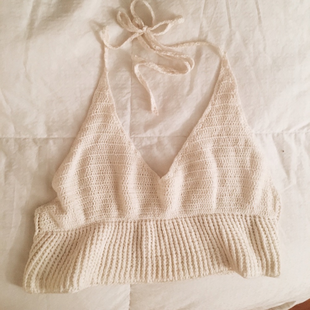 Forever 21 Off-White Crochet Halter Top