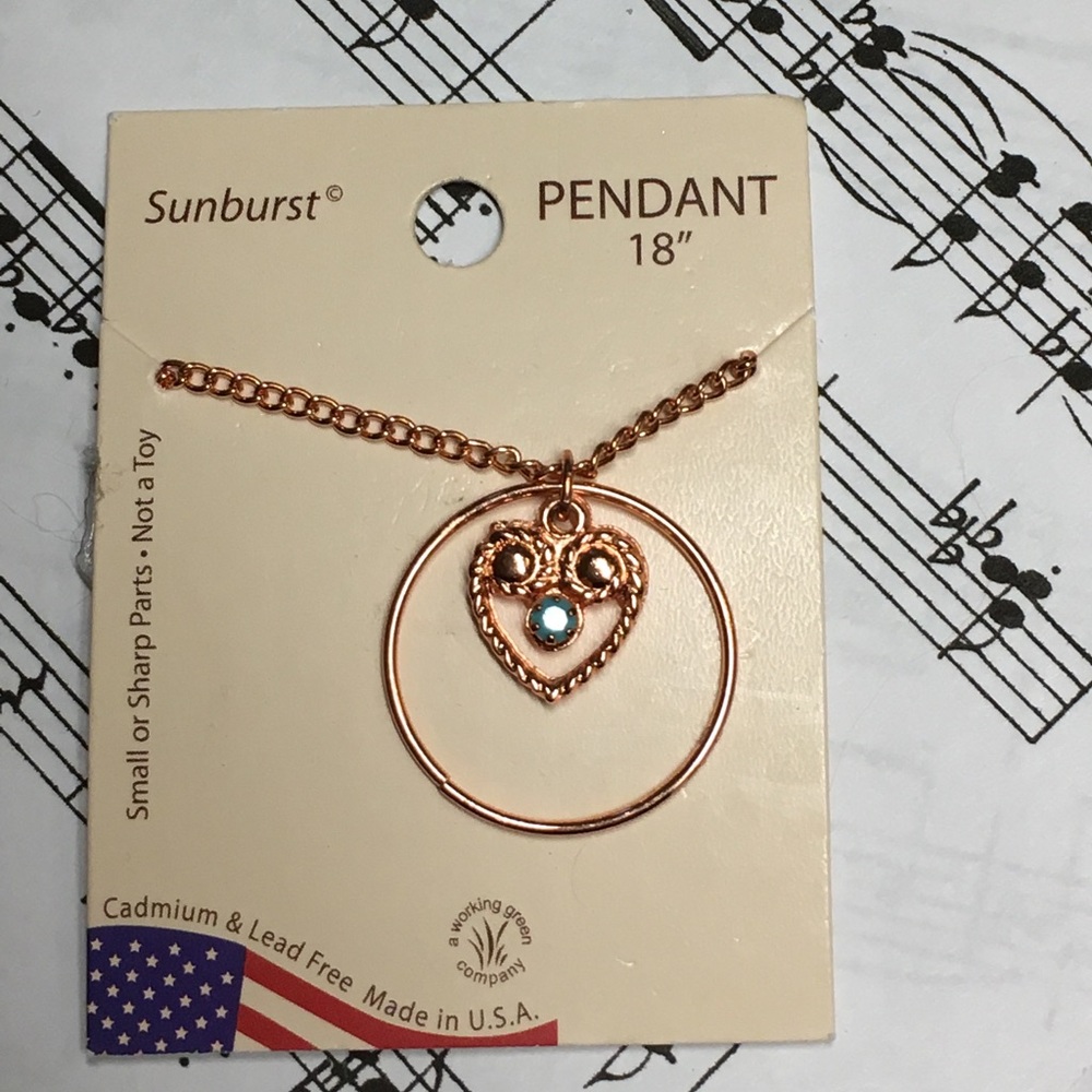 NEW Bronze and Turquoise Heart Necklace