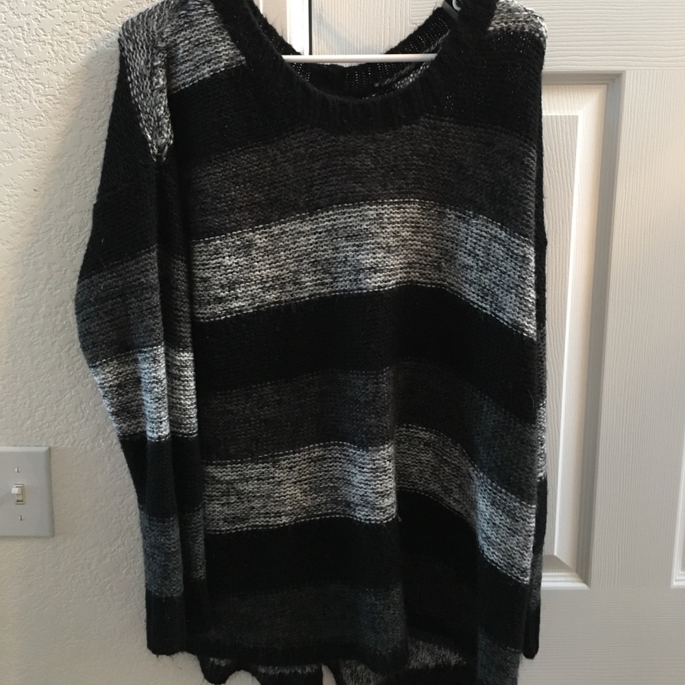 Black and Gray Striped Sweater