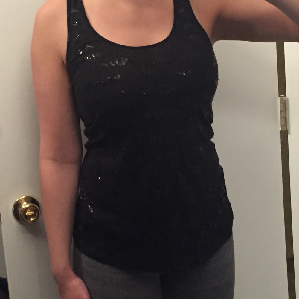 Express Black sequin animal print tank