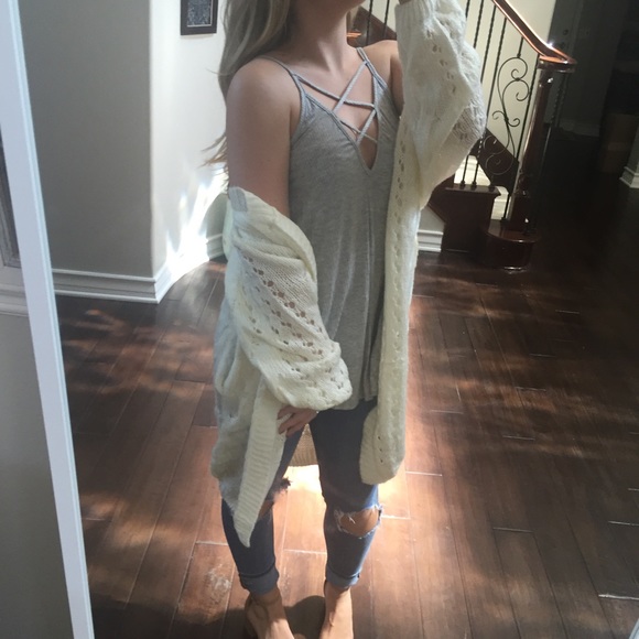 LAST//Criss Cross Heather Gray Tee - Picture 2 of 6