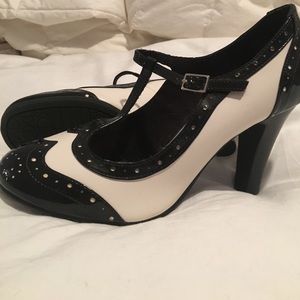 black and white heels