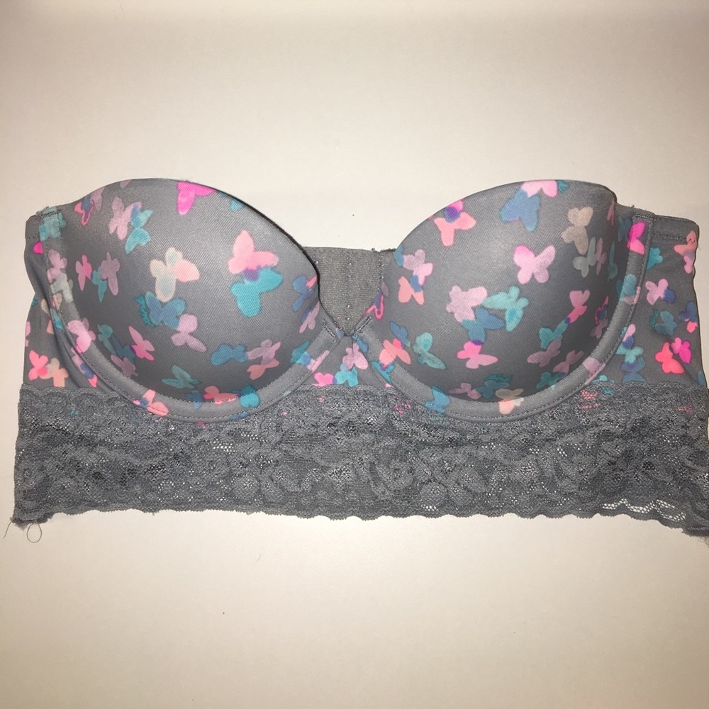 VS pink longline bra gray with butterflies