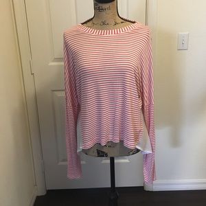 Red and white striped top