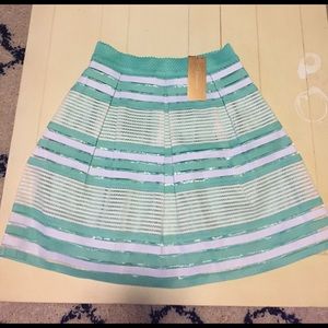 NWT Francesca's teal stripped skirt