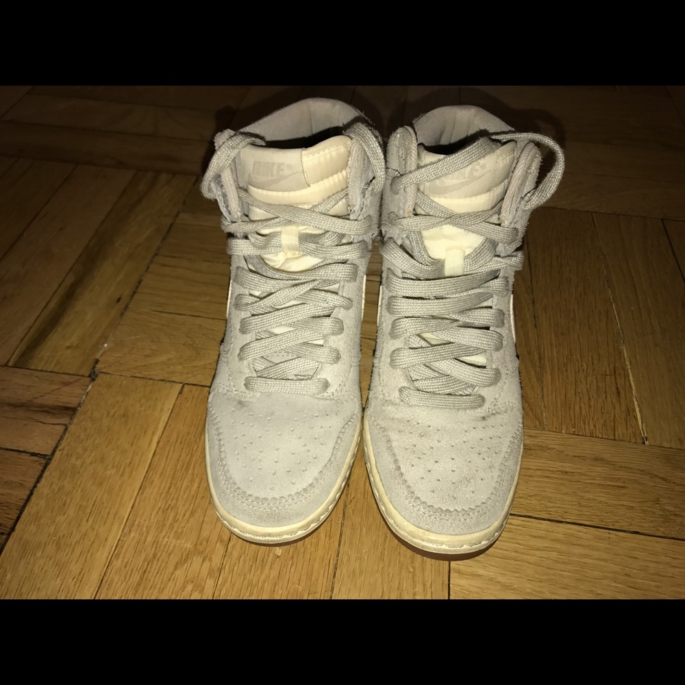 Grey Nike sky high women's dunk sneakers