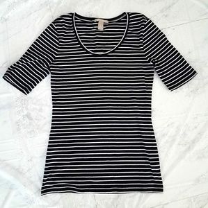 Banana Republic Navy White Striped Sleeve Shirt S