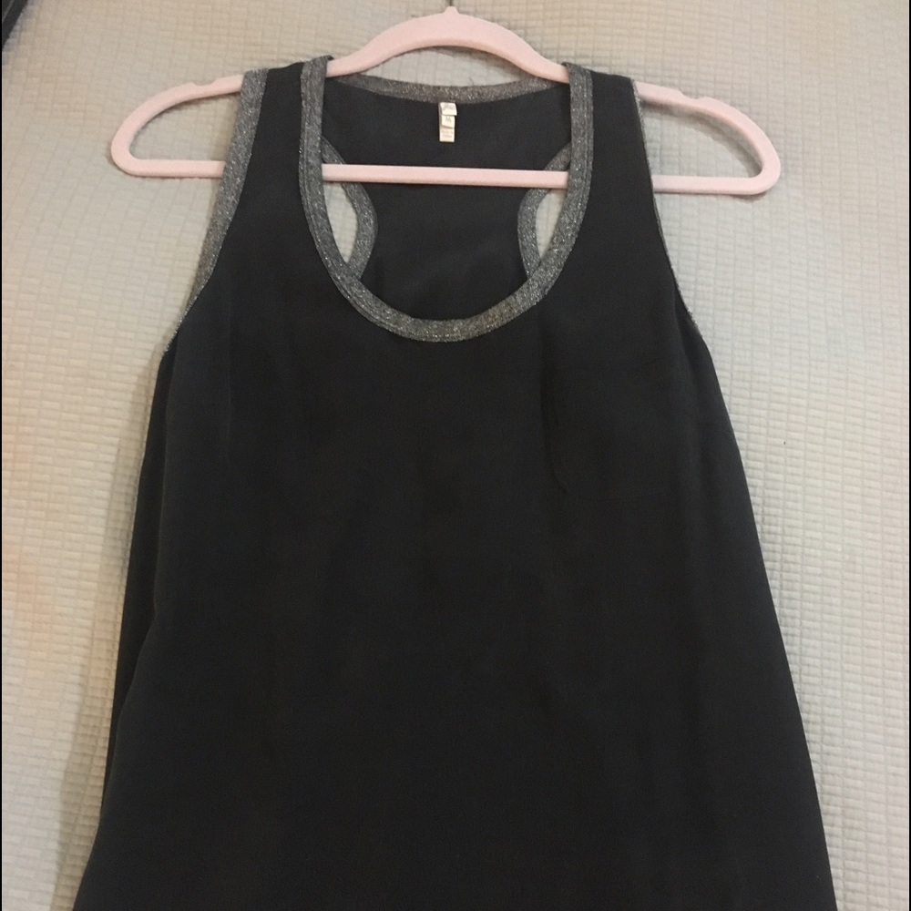 Joie blank tank blouse with silver lining