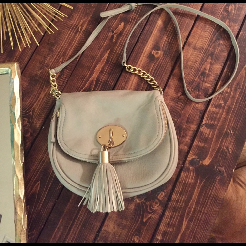 Grey mini satchel with tassel