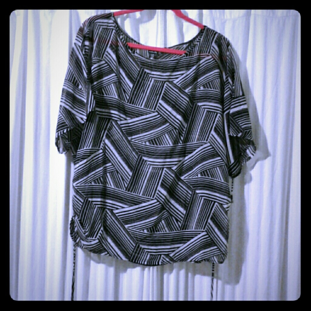 Abstract Print Sheer Top