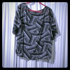 Abstract Print Sheer Top