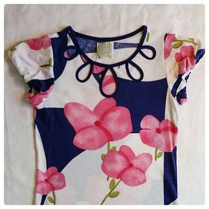 Anthropologie Little Yellow Button Poppy Top