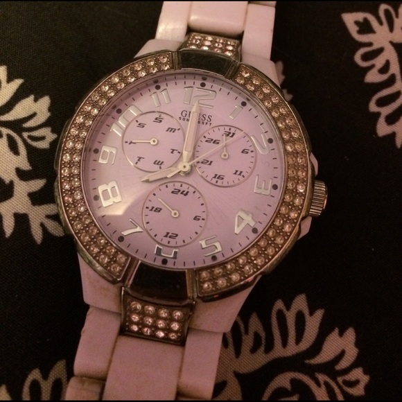 White Rhinestone Guess Watch - Picture 2 of 5