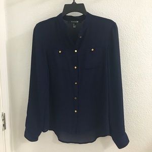 Dark Blue Chiffon Blouse