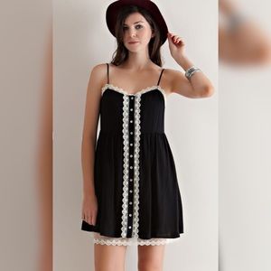 ❌Clearance❌Black Babydoll Lace Button Down Dress