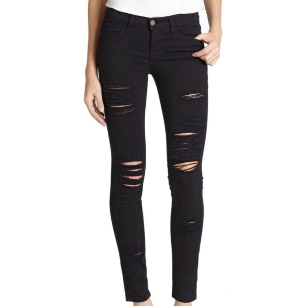 Frame Le Skinny De Jeanne Black Denim Jeans
