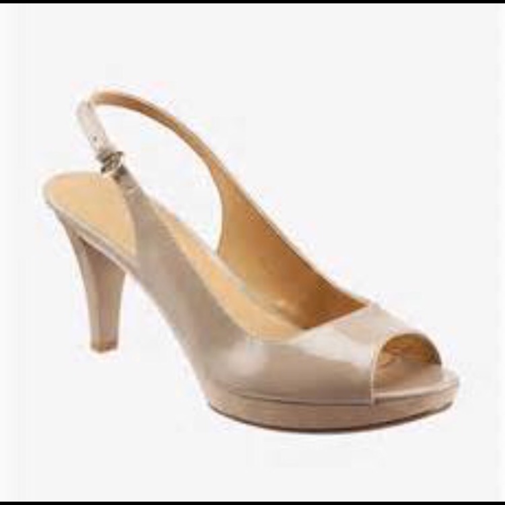 9 West Karoo Peep Toe Nude Slingbacks