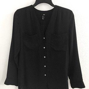 Black Polka Dot Chiffon Blouse