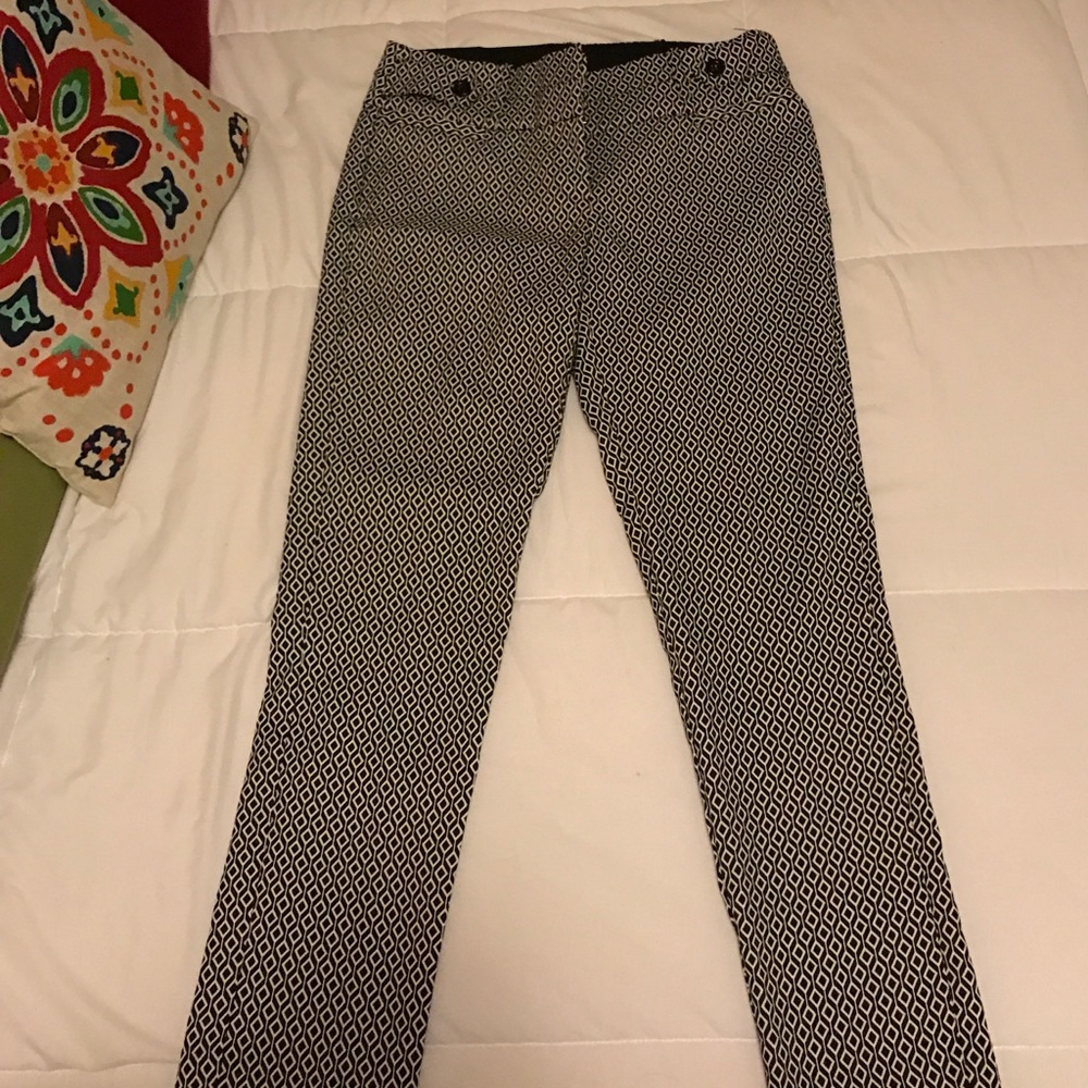 Black and white patterned dress pants