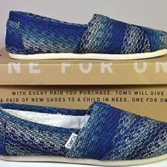 Rare Blue Woven Shearling Classic TOMS - Picture 3 of 3