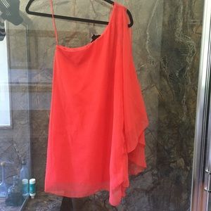 Coral off the shoulder mini dress