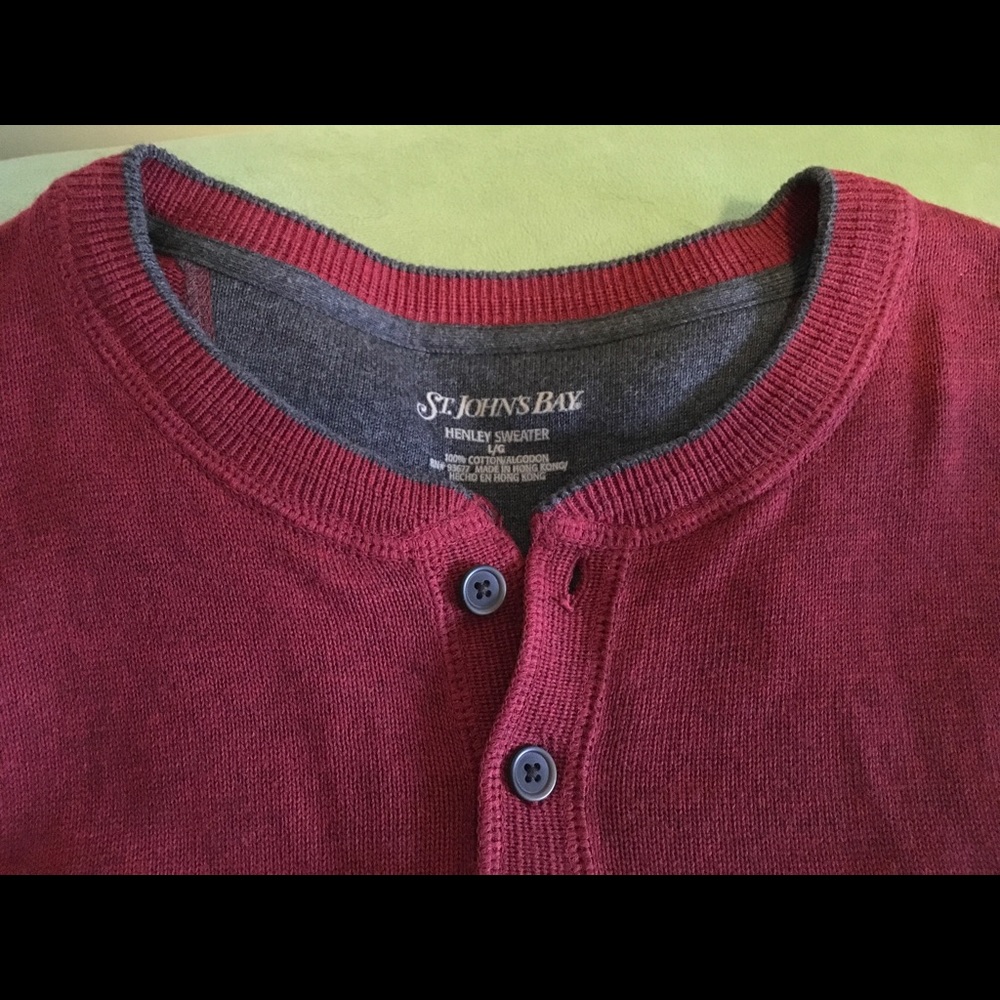 Nice Henley Thermal Red Large