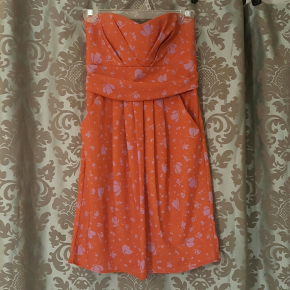 Saucy Strapless Burnt Orange Dress W/POCKETS - Picture 2 of 3