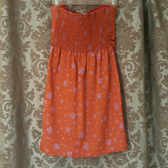 Saucy Strapless Burnt Orange Dress W/POCKETS - Picture 3 of 3