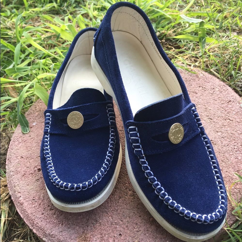Chanel Blue Suede Loafers