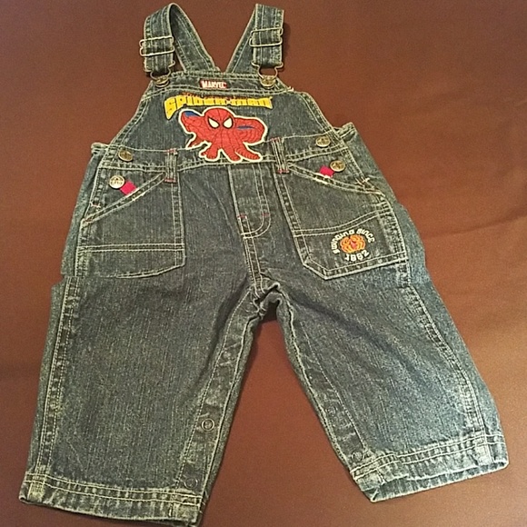 NWOT - MARVEL SPIDERMAN JEAN OVERALLS - Picture 1 of 3