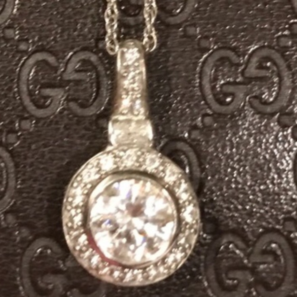 Diamonique necklace with stones on side