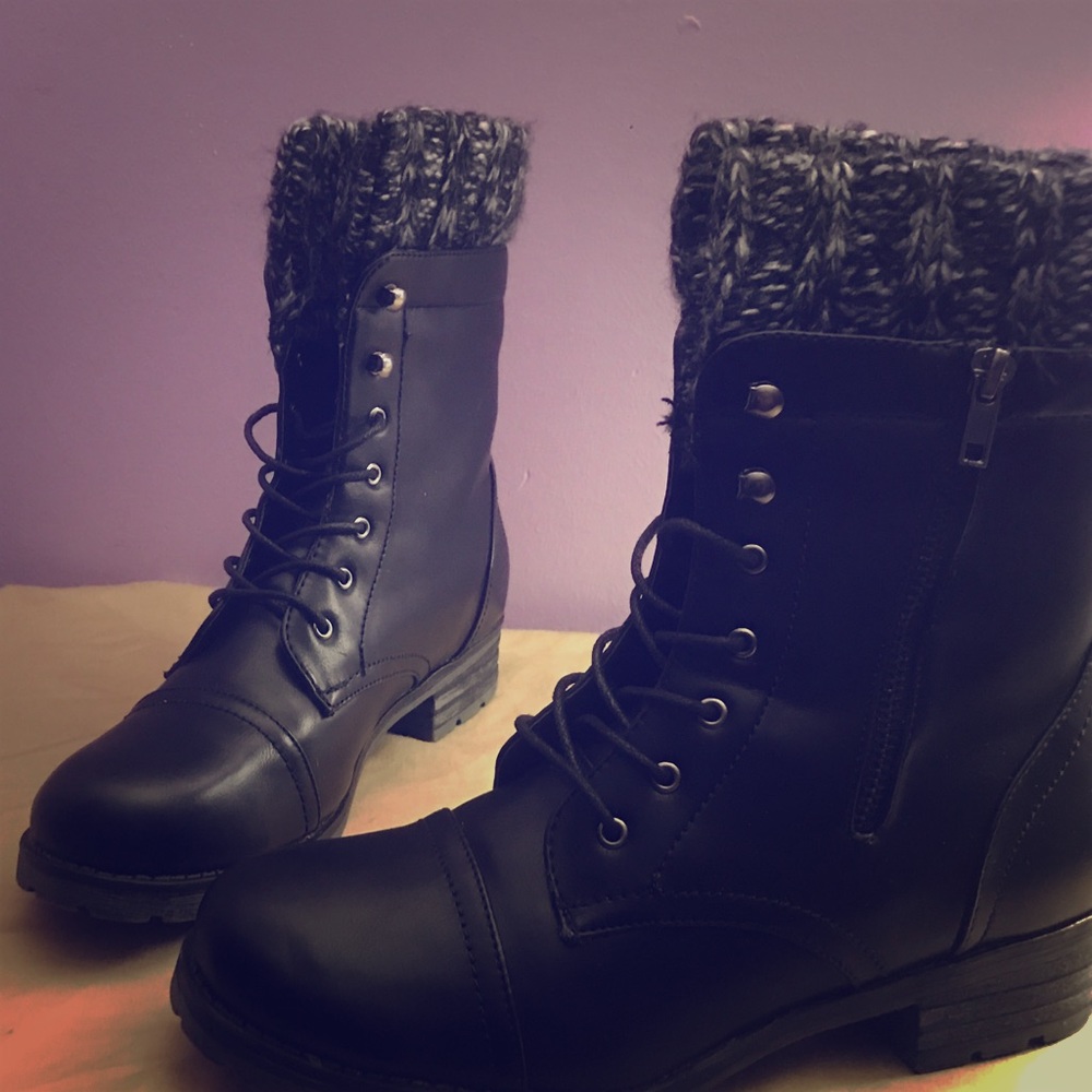 Black combat boots