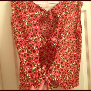 Tie back flower crop top
