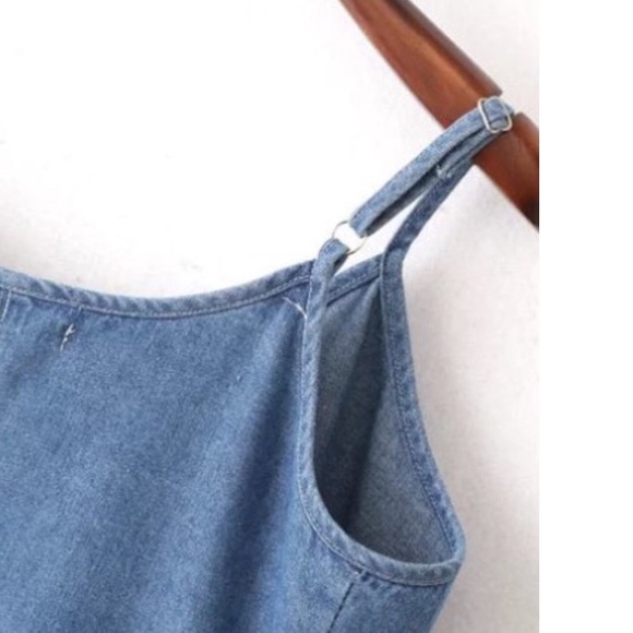 Spaghetti Strap Wrap Denim Dress - Picture 5 of 7