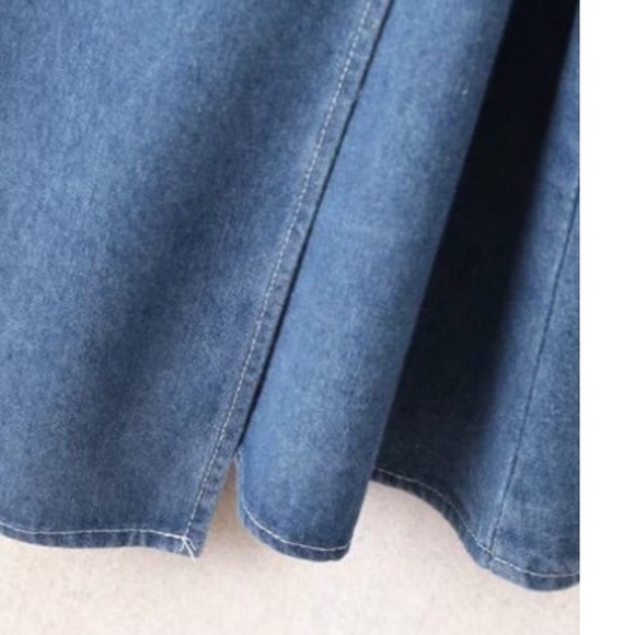 Spaghetti Strap Wrap Denim Dress - Picture 6 of 7